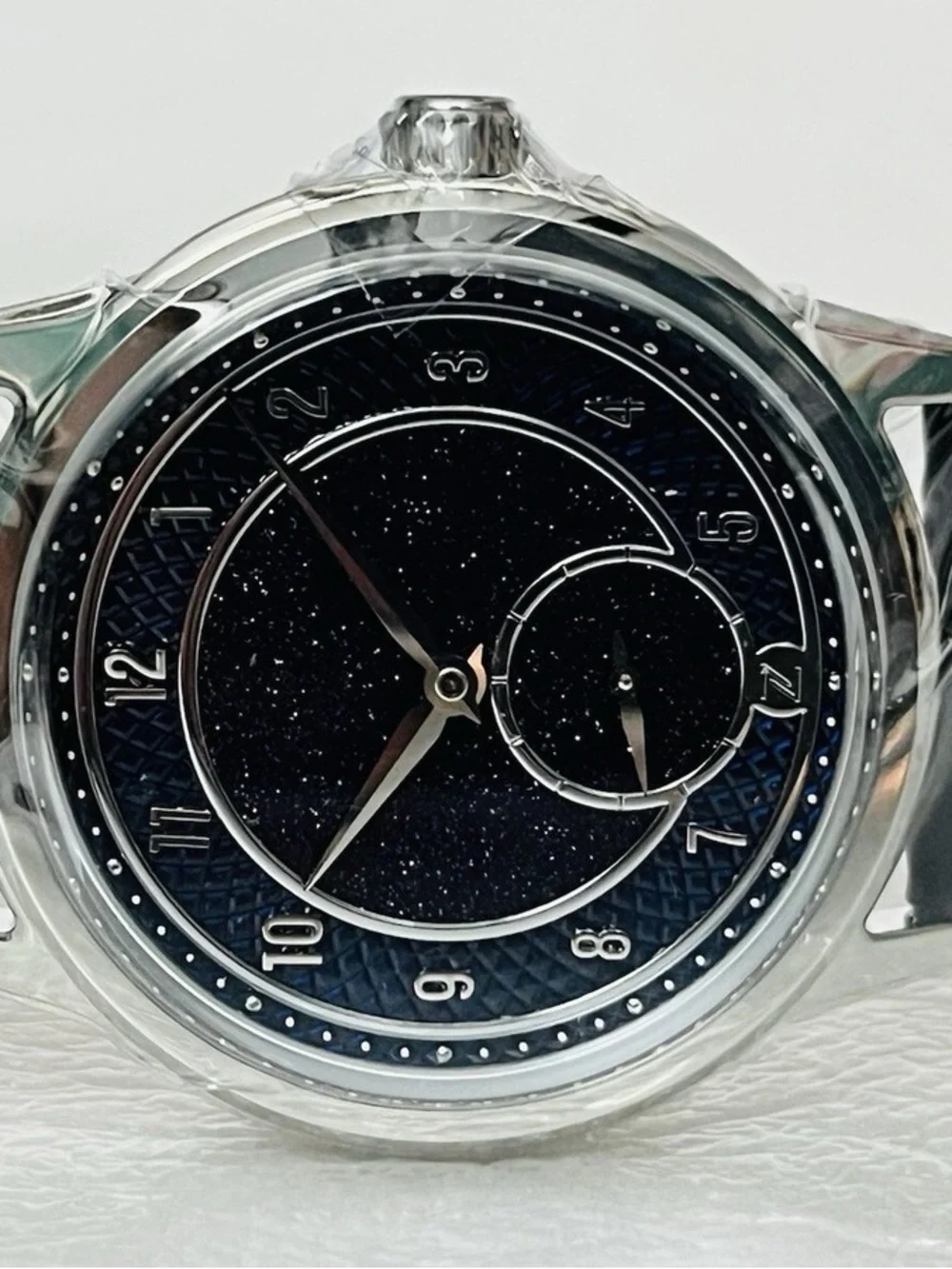 ZELOS Nova 37mm Black Leather Watch with Sparkle Aventurine dial manual wind